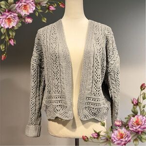 Jessica Simpson crop long sleeve open cardigan size medium very pale dust green